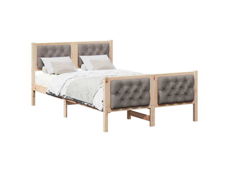 Lit double- lit adulte - cadre de lit avec tête de lit taupe 120 x 190 cm pin massif - Conforama B