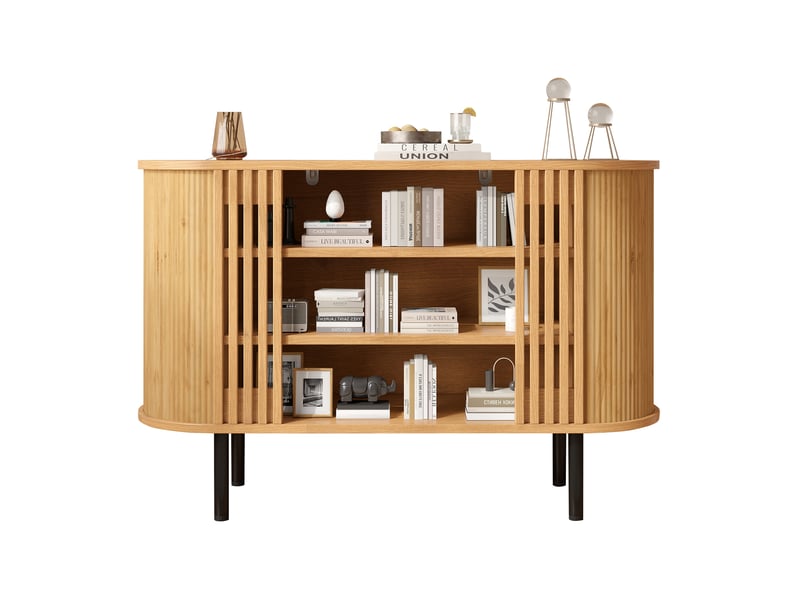  Buffet avec 3 niches ouvertes et pieds métalliques réglables pour le salon ou la salle à manger 120 × 40 × 80 cm  - Conforama A