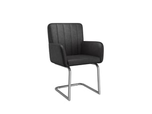 Chaises de salle à manger lot de 6 à dossier ergonomique  - pieds métal en z, similicuir noir