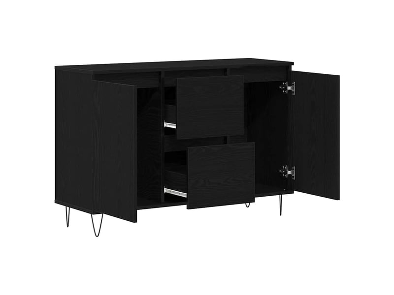 Buffet - bahut - meuble de rangement chêne noir 101,5 x 35 x 70 cm bois d'ingénierie - Conforama E