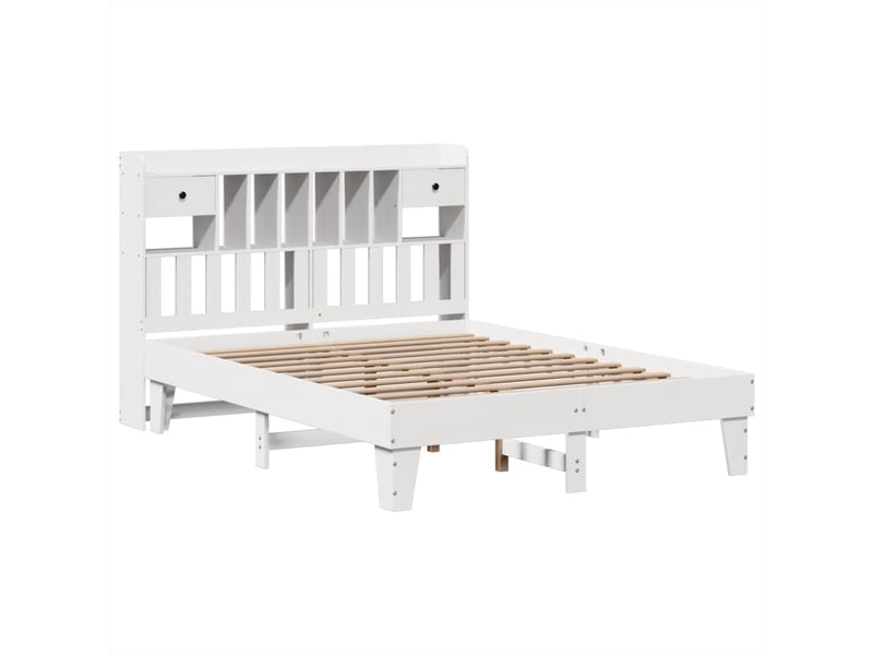  Lit double- lit adulte -  cadre de lit sans matelas blanc 140x190 cm bois de pin massif  - Conforama B