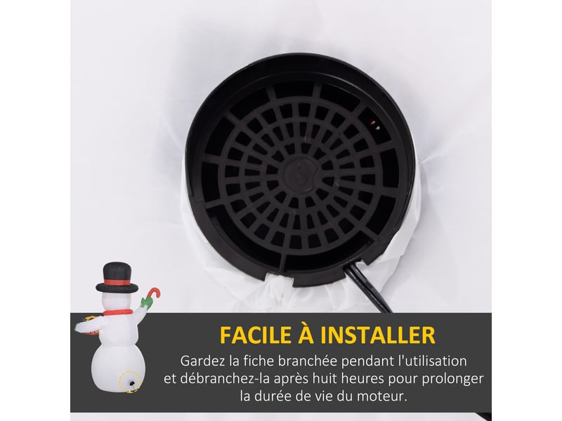  Bonhomme de neige gonflable de noël de 180 cm avec lumières led, intérieur et extérieur, matériel fixation et souffleur  - Conforama R