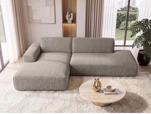 Canapé d'angle gauche fixe <strong>AX LIVING </strong> <strong>Didim Duo</strong> 5 places Tissu marron