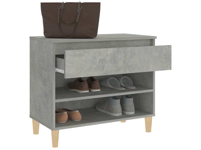  Meuble à chaussure, armoire à chaussures gris béton 70x36x60 cm bois d'ingénierie shl4661  - Conforama E