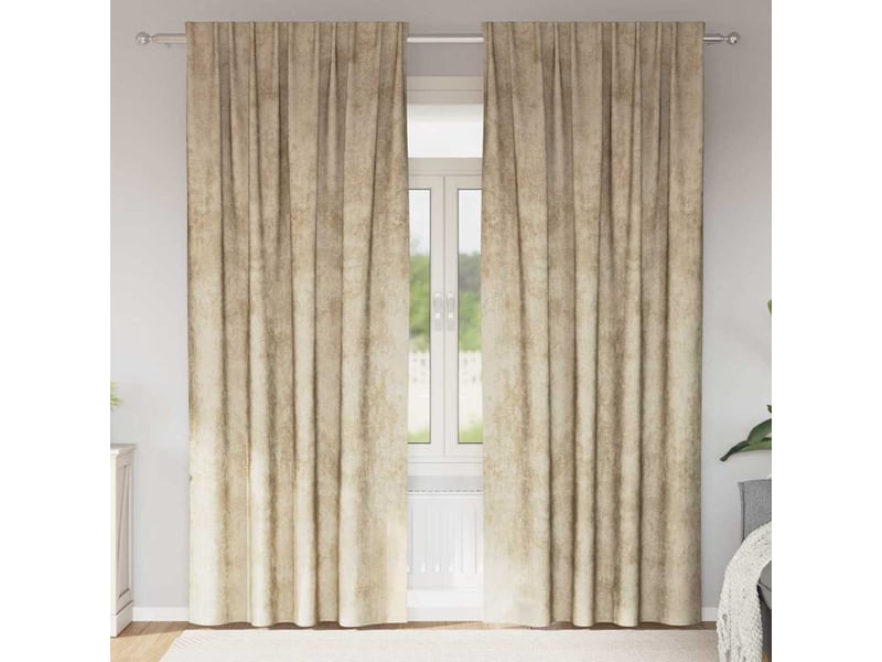 Lot de 2 rideaux en velours, rideaux de fenêtre crème 260 x 140 cm velours cf44194  - Conforama B