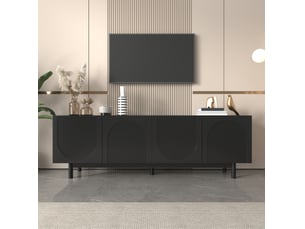 Meuble tv bas 175 x 38 x 56 cm – noir – 4 portes push-to-open et rangements modulables