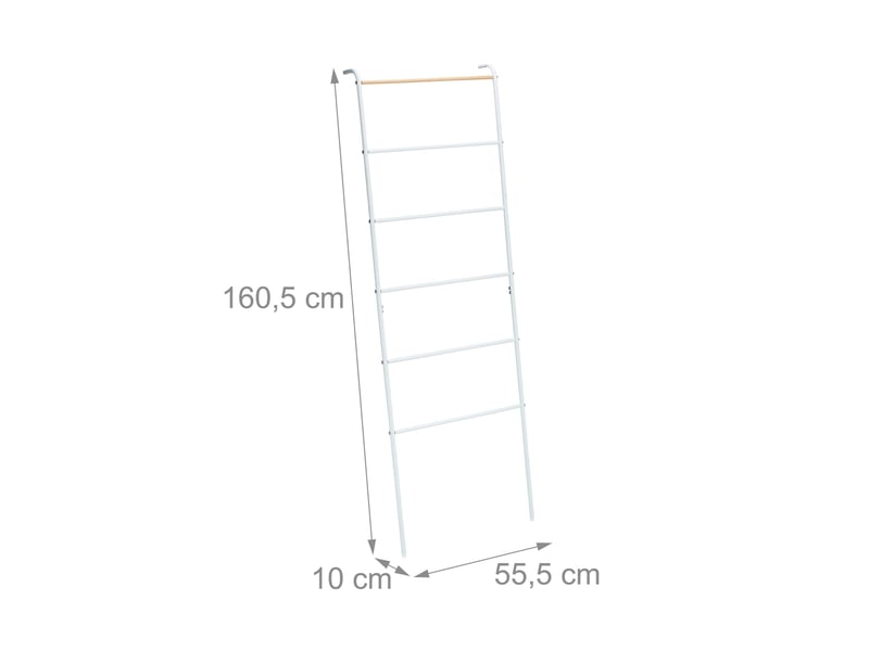 Échelle porte-serviettes design moderne salle de bain 160,5 x 55,5 x 10 cm en acier noir 13_0016964  - Conforama A