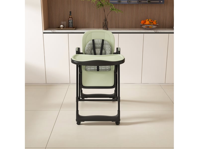  Chaise haute bébé 2-en-1 59x76x96 cm pliante et réglable — vert foncé  - Conforama C