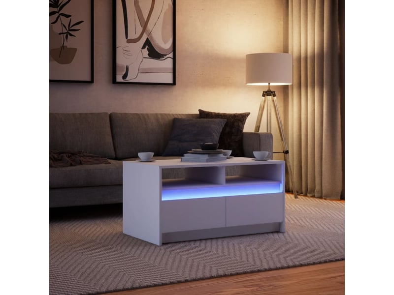  Table basse - table de salon - table à thé avec lumières led blanc bois d'ingénierie  - Conforama E
