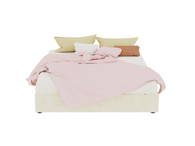  Sommier coffre 160x200 cm, velours, beige, sans matelas  - Conforama A