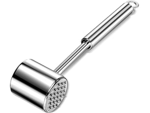 Attendrisseur de viande en 304 acier inoxydable, marteau a viande de cuisine double face pour ménagère marteau à steak argent 27 cm de long