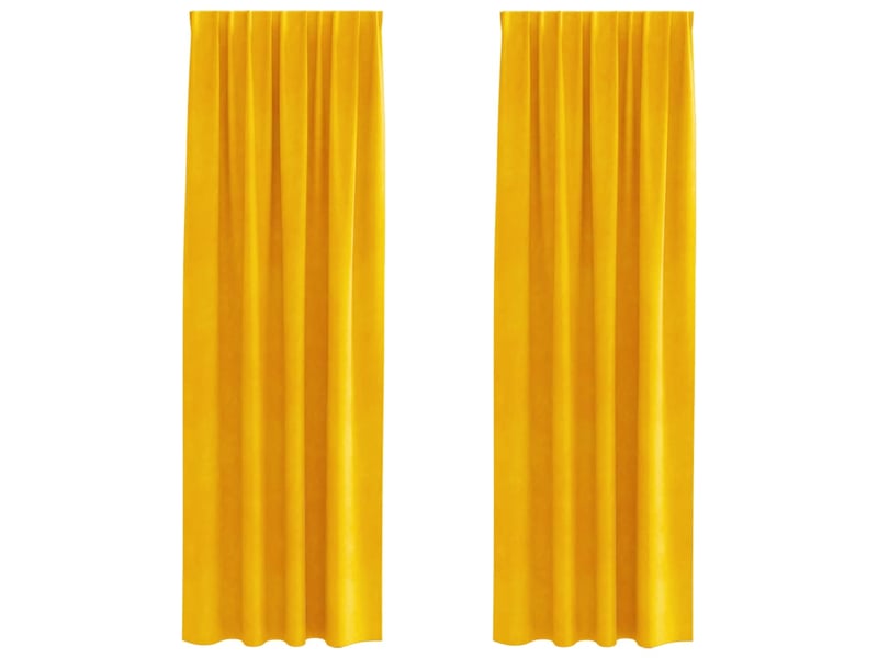  Lot de 2 rideaux, rideaux de fenêtre jaune moutarde 140 x 260 cm velours cf44086  - Conforama A