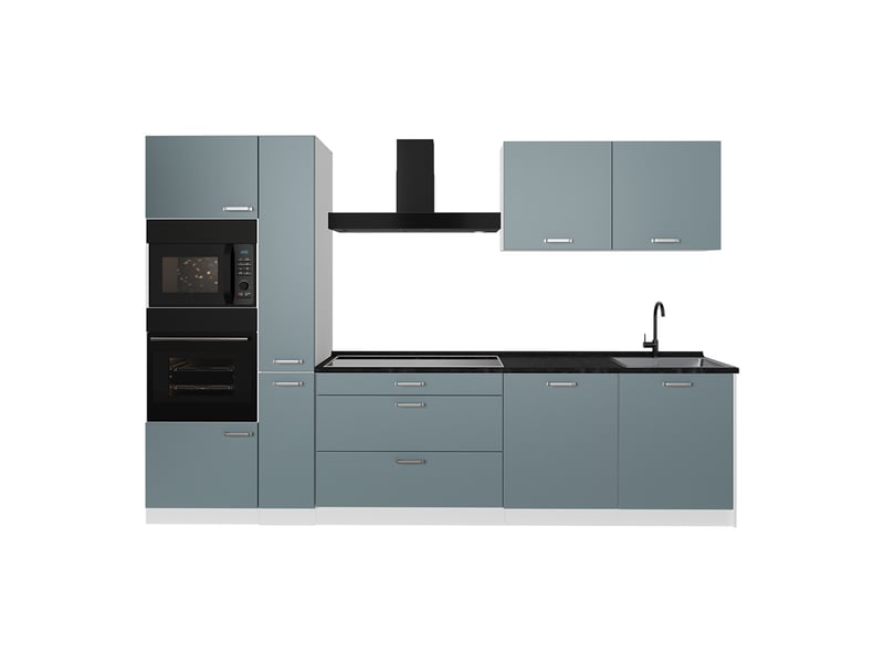  Vicco cuisine, bleu-grisblanc, 310cm plan de travail anthracite  - Conforama A