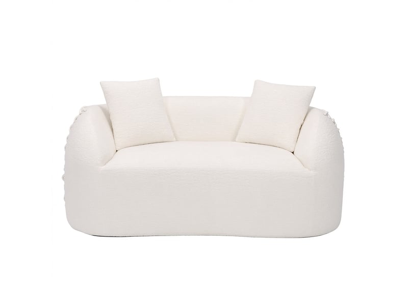  Canapé 2 places courbé duboisdesign série baseball tissu chenille crème blanc 155×67×90 cm  - Conforama A