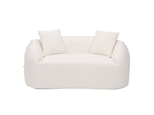 Canapé 2 places courbé duboisdesign série baseball tissu chenille crème blanc 155×67×90 cm