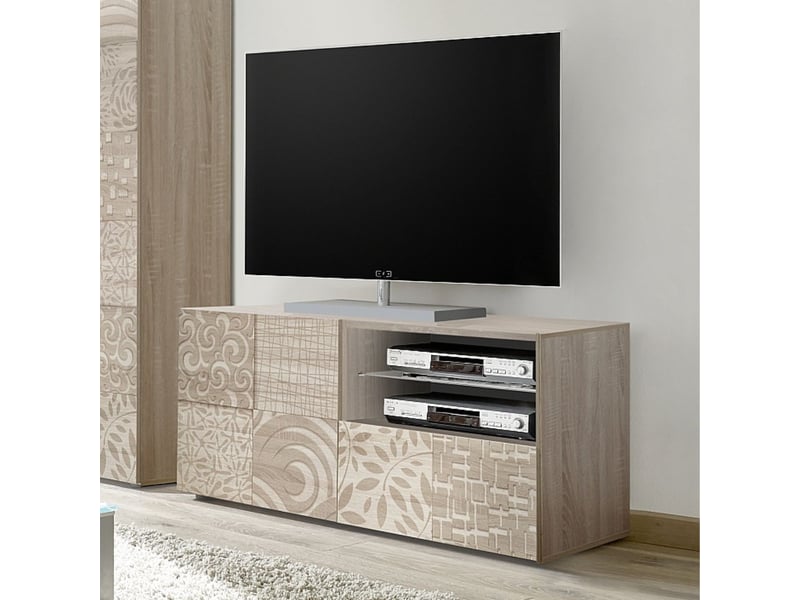  Meuble tv 1 porte aspect bois samoa sérigraphies multi-motifs - juan JUAN - Conforama E