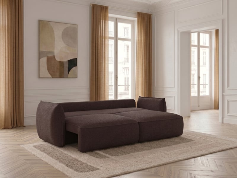  Bobochic canapé droit convertible 3 places esmee tissu chenille violet ESMEE - Conforama C