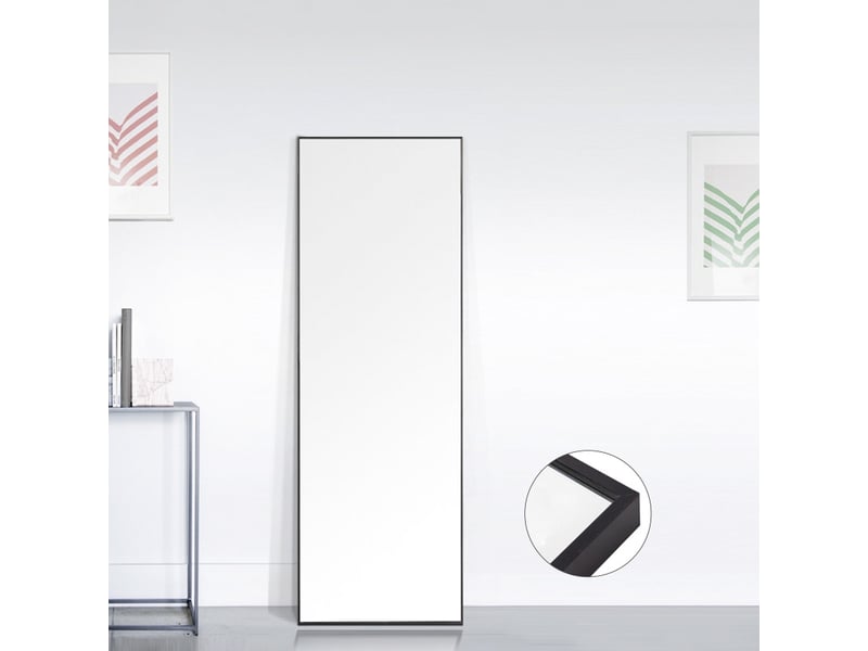  Miroir pleine longueur 150 x 40 cm - miroir sur pied avec cadre en alliage d'aluminium - noir  - Conforama A