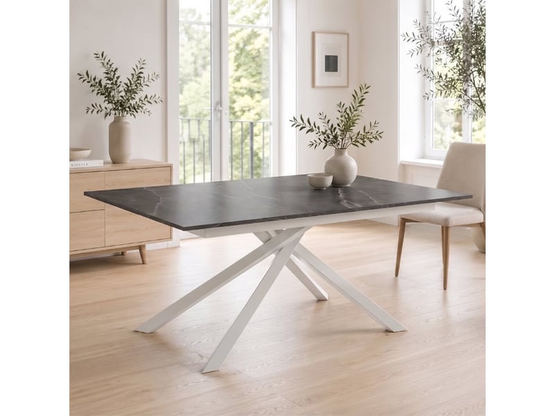  Table extensible en mélaminé structure blanche 140190x90 pluto - anthracite  - Conforama B