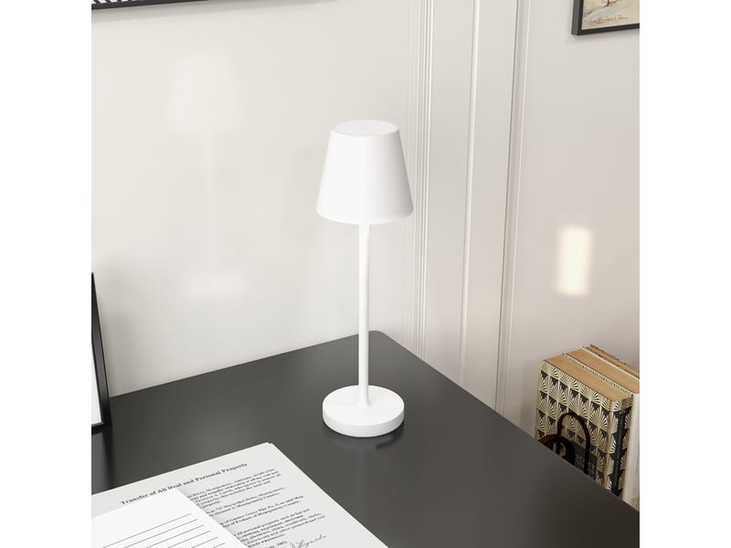 Lampe de chevet avec éclairage led, lampe de table rechargeable sans fil usb-c, 3 couleurs, ø 11,2 x 36,5 cm, blanche - Conforama D