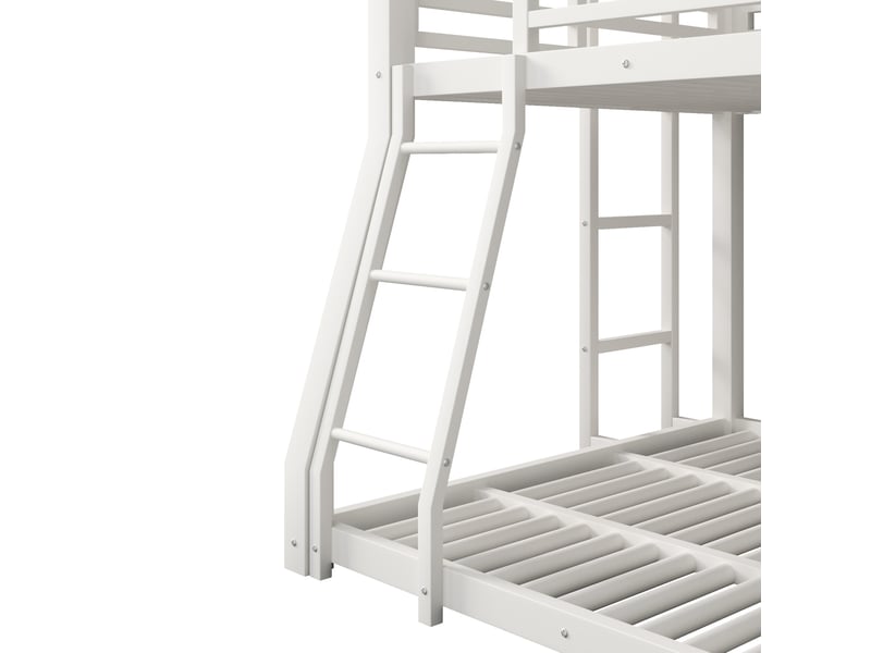Lit superposé 140x200 cm à 3 niveaux, échelle réversible, en métal, blanc, sans matelas - Conforama E