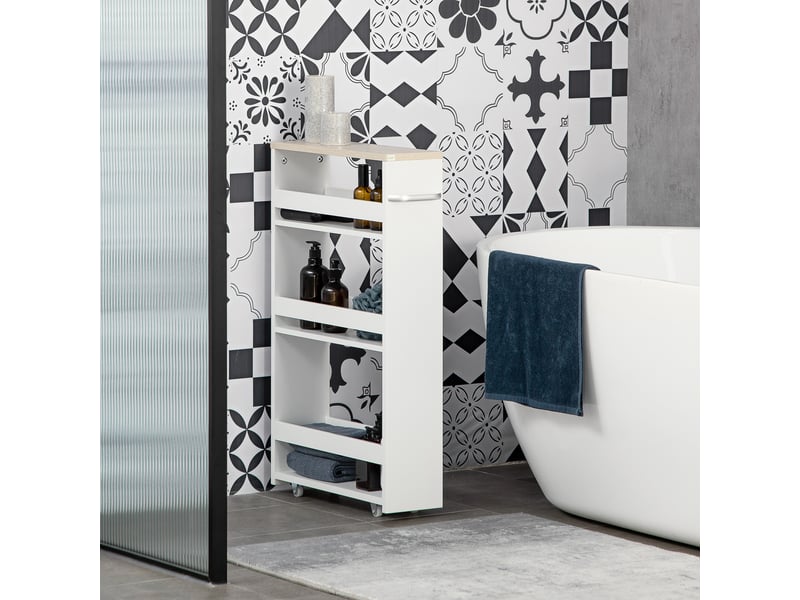  Lot de 2 chariots de rangement chariot de stockage étagère sur roulettes pour cuisine étroite salle de buanderie bain  - Conforama A