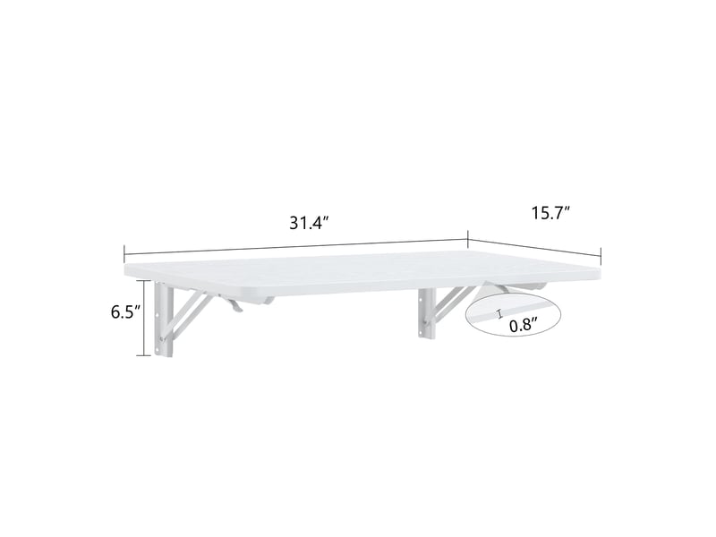 Bureau pliant multifonctionnel mural avec plateau rabattable et support métallique pour cuisine et buanderie, blanc - Conforama E
