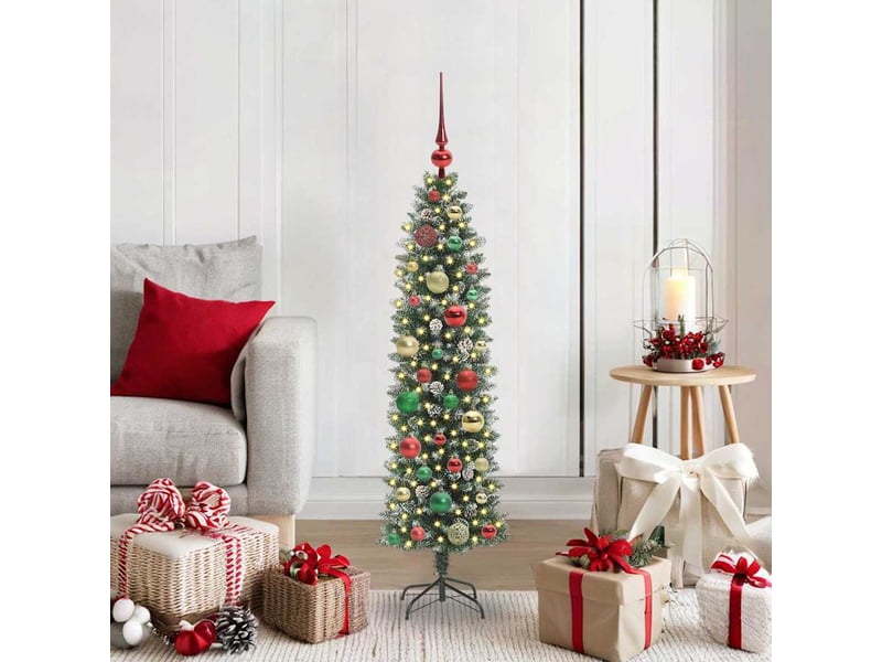  Sapin de noël, arbre de noël artificiel slim vert et blanc 120 cm shl5144  - Conforama B
