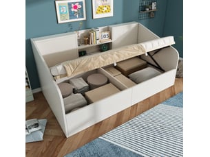 Lit coffre 90x190 cm OKWISH coloris blanc