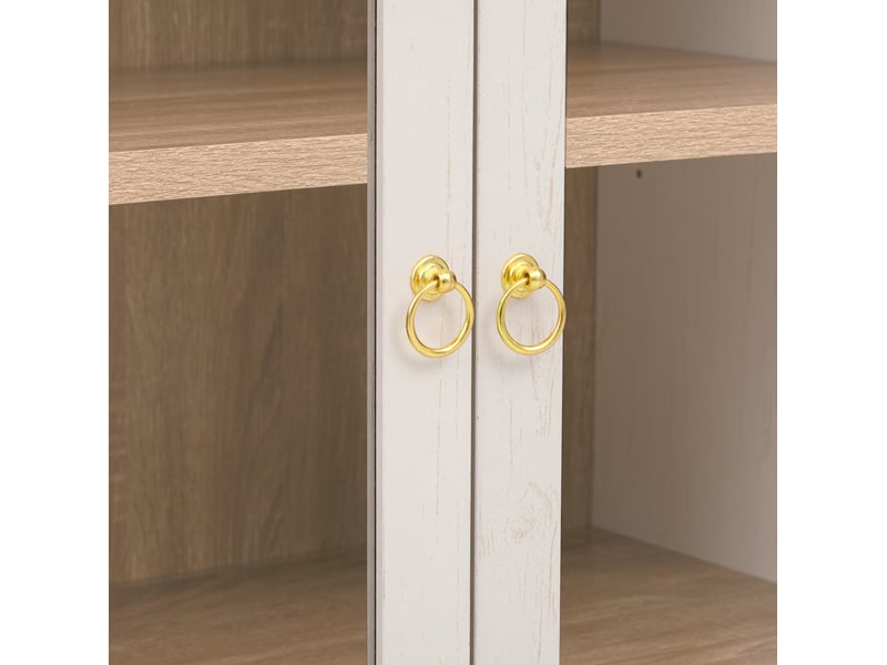 Buffet haut 76,2x40,1x180 cm avec étagères réglables et tiroirs mdf, verre transparent blanc - Conforama D