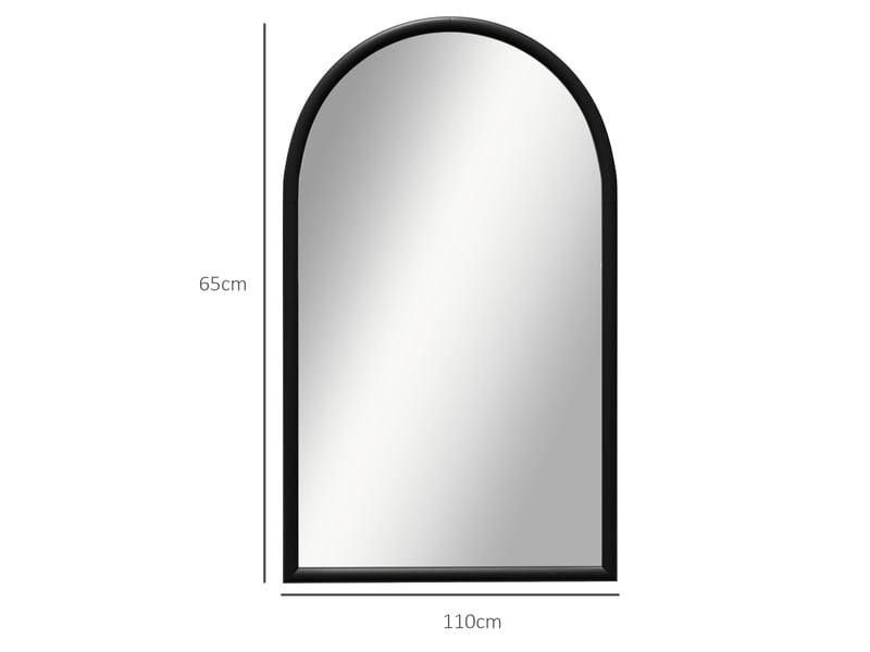  Miroir mural arche, 110 x 65 cm cadre en bois, miroir arqué pour le salon, l'entrée, la chambre, noir  - Conforama C