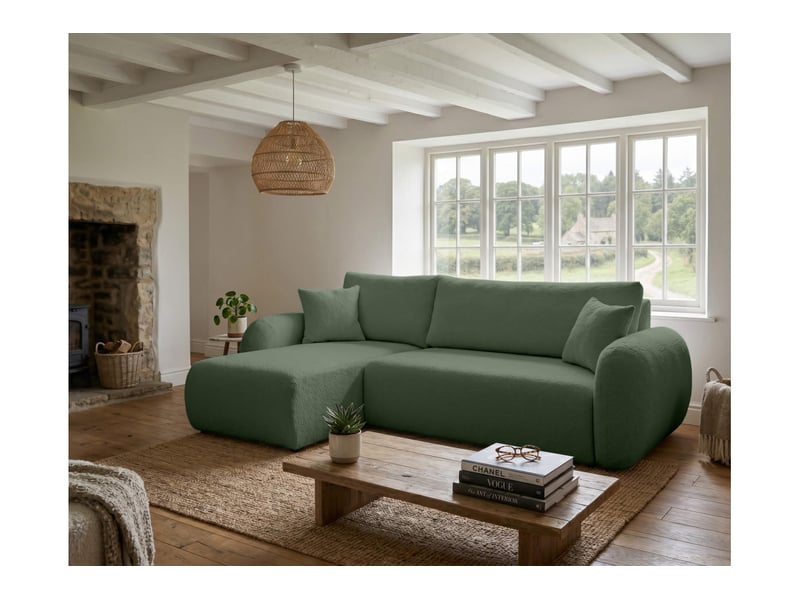  Alya - canapé d'angle convertible et réversible 3 places en bouclette  - Conforama B