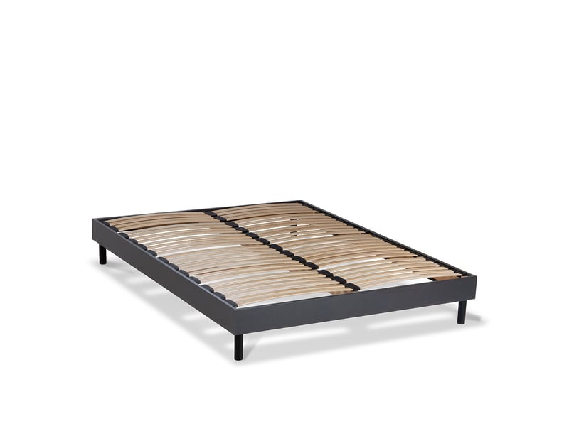 Sommier à lattes en kit- gris - 140 x 190 cm Made in France - Conforama D