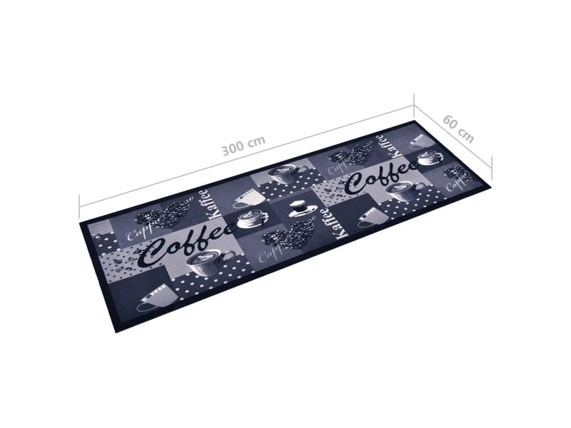  Tapis rectangulaire lavable cuisine couloir 300 x 60 cm antidérapant flexible en polyamide bleu café 02_0046530  - Conforama E