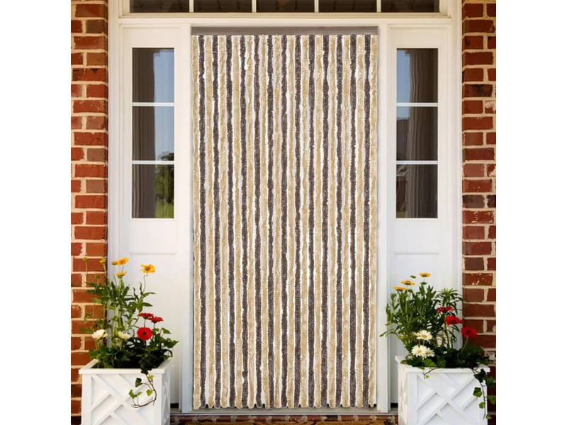  Rideau anti-mouches, moustiquaire marron foncé et beige 118x220 cm chenille cf43569  - Conforama B