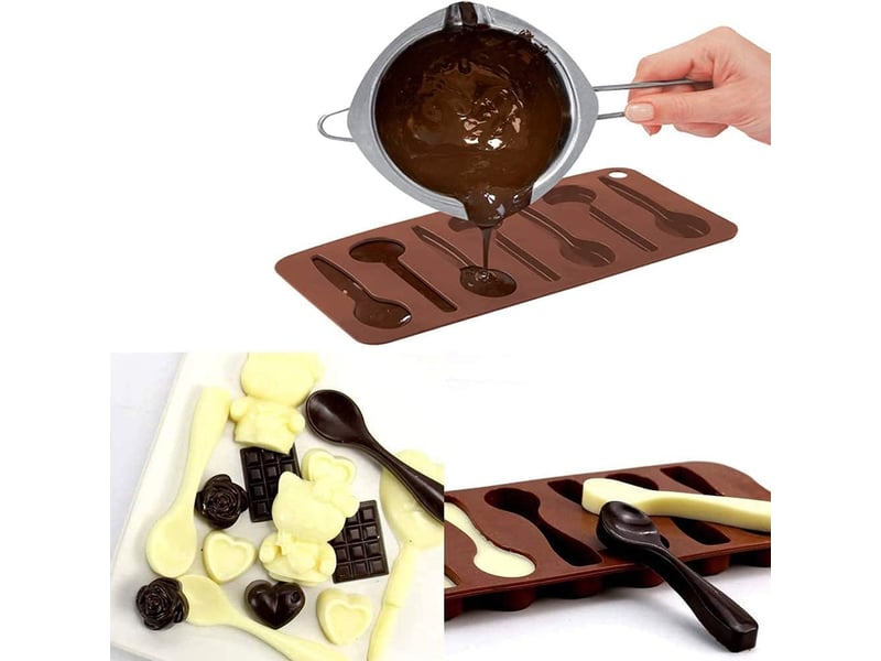  Lot de 3 moules à chocolat en silicone - cuillères - moule à chocolat - moule à savon - bricolage - gâteau - bonbons de pâques  - Conforama C