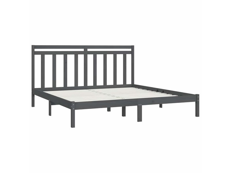 Lit double- lit adulte - cadre de lit sans matelas gris 200x200 cm bois massif - Conforama C
