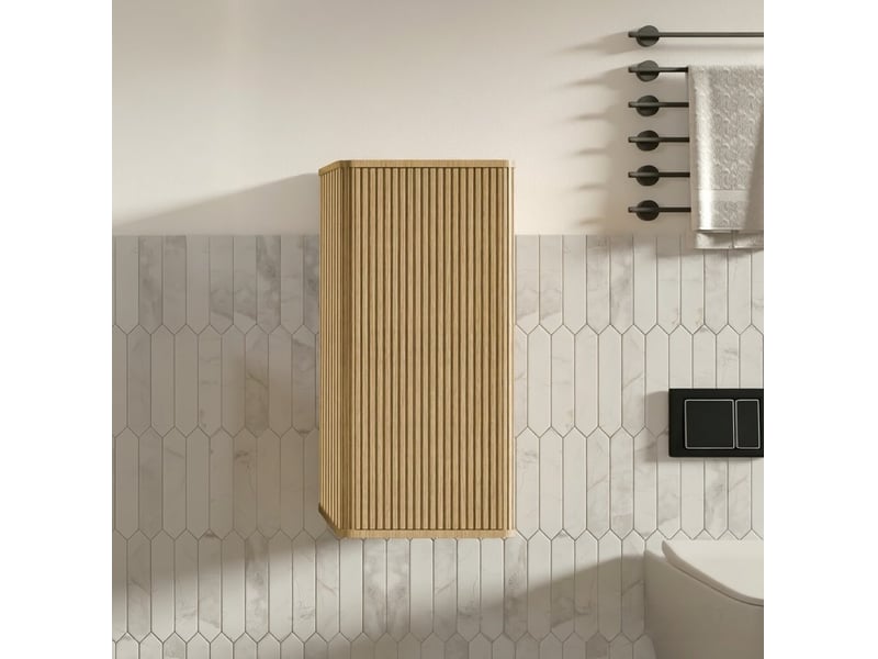 Armoire de salle de bains murale 36x29x75 cm push-to-open, coloris chêne - Conforama W
