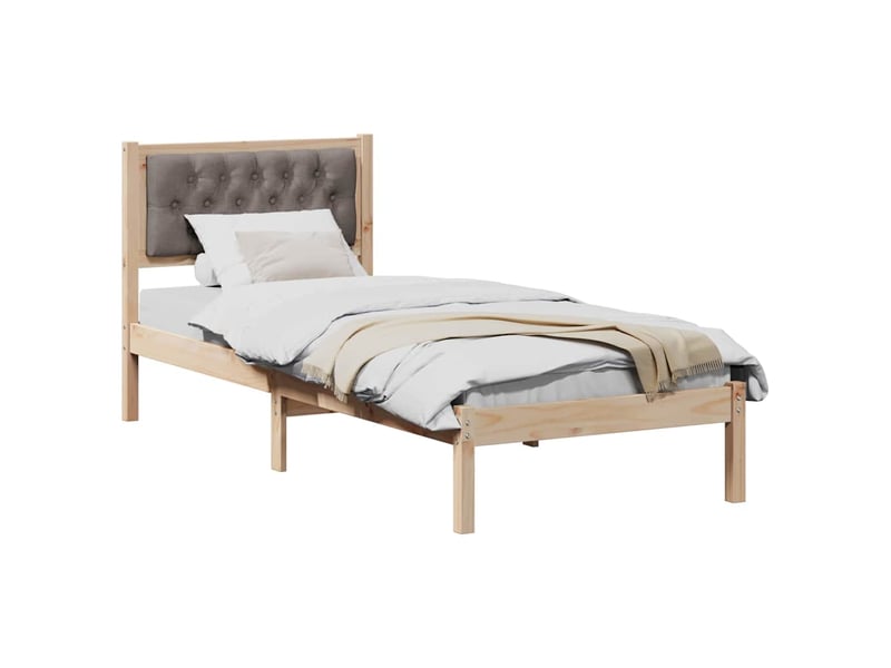  Lit simple- lit adulte -  cadre de lit avec tête de lit taupe 80 x 200 cm pin massif  - Conforama B