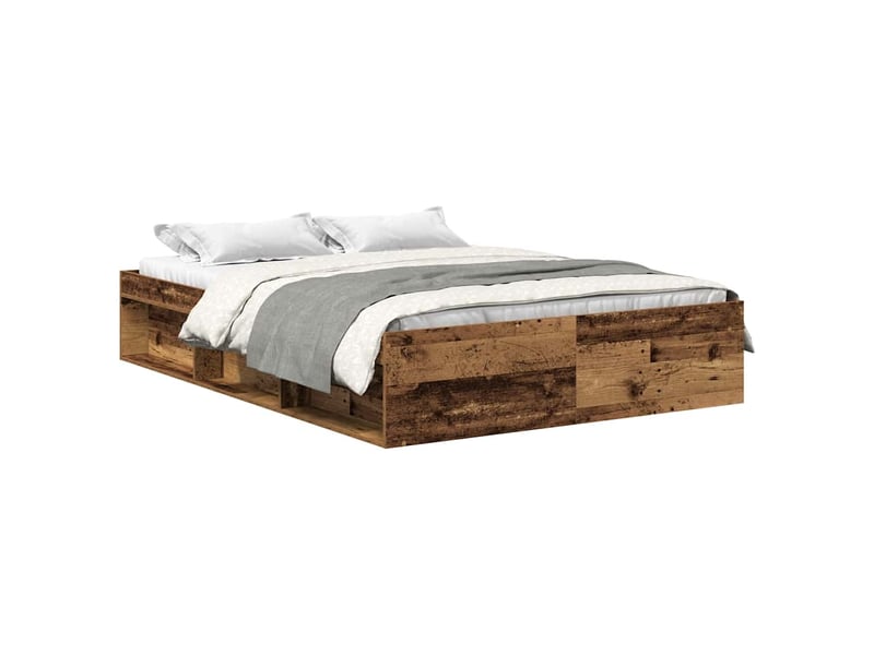  Lit double- lit adulte -  cadre de lit sans matelas vieux bois 120x190 cm bois ingénierie  - Conforama A