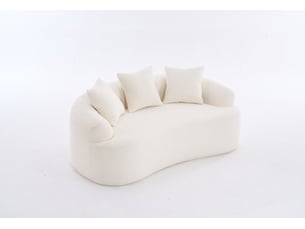 Canapé 2 places modulaire 153x94x63 cm avec trois coussins décoratifs, sans montage, blanc cassé
