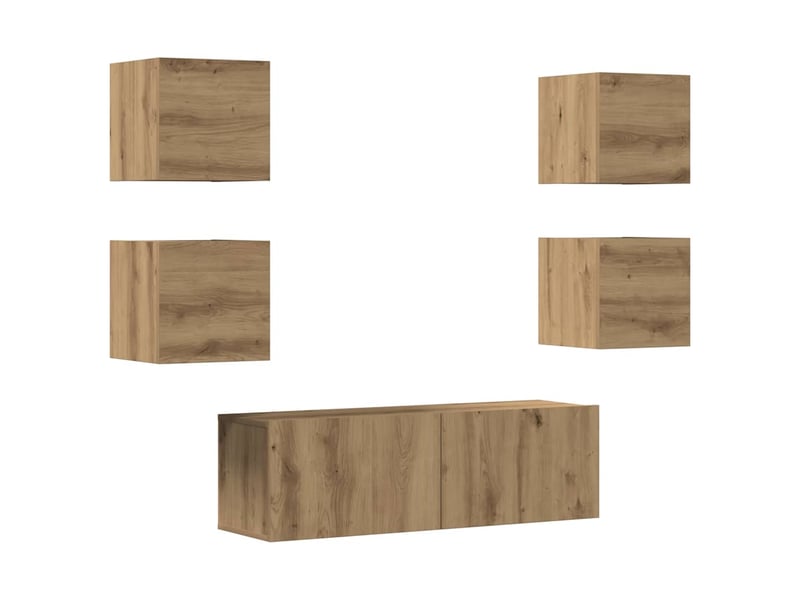  Ensemble de meuble tv - banc tv - meuble de rangement mural 5 pcs chêne artisanal  - Conforama A