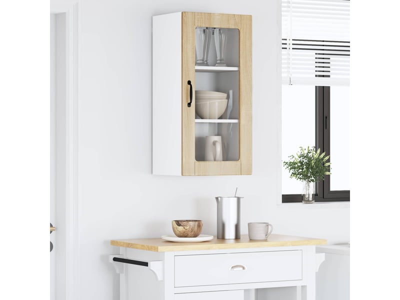  Meuble mural de cuisine, cabinet en verre mural chêne sonoma 40x31x80cm shl7702  - Conforama D