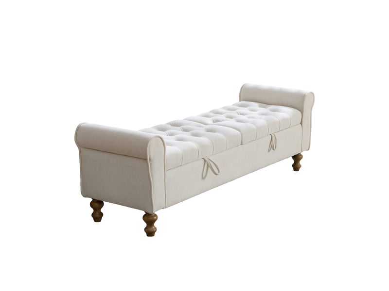  Banc coffre de rangement avec 2 couvercles et accoudoirs beige 156 x 46 x 51 cm W5118P494879 - Conforama A