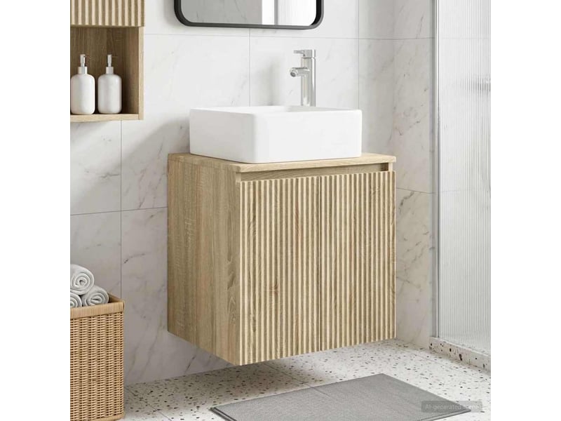  Vanité de lavabo mural, meuble de rangement chêne sonoma 49.5x41x63 cm shl8756  - Conforama B