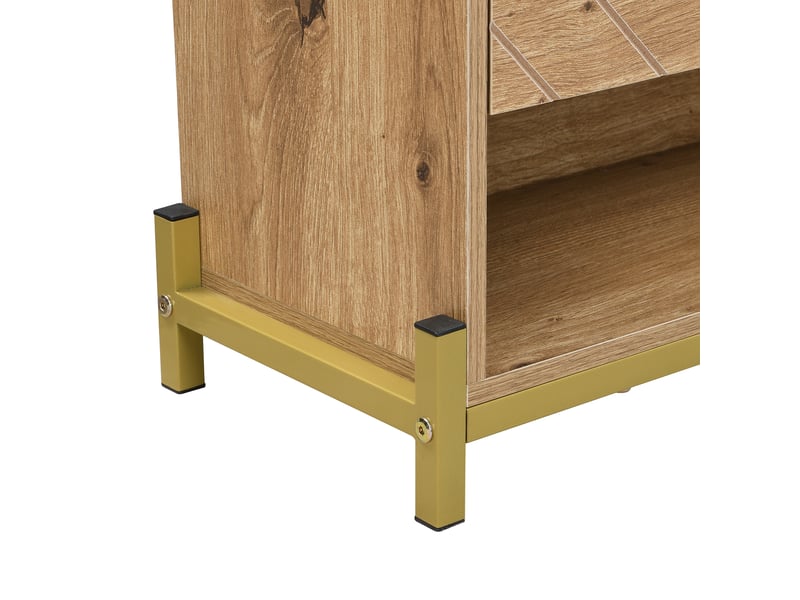  Meuble à chaussures étroit 108,5 x 24 x 100 cm, armoire rangement 4 portes pour petit couloir, capacité optimale et design contemporain en imitation bois  - Conforama D