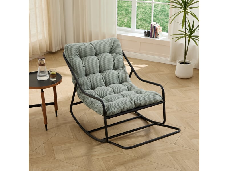 Chaise à bascule d'extérieur en acier avec coussin vert clair W2021P443614 - Conforama A