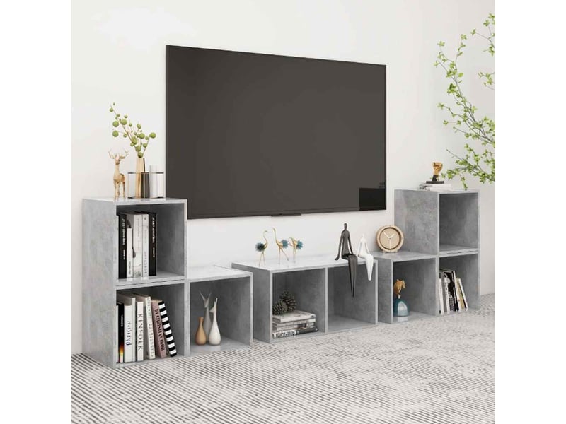  Ensemble de meubles tv 6 pcs gris béton bois d'ingénierie shl84550  - Conforama B