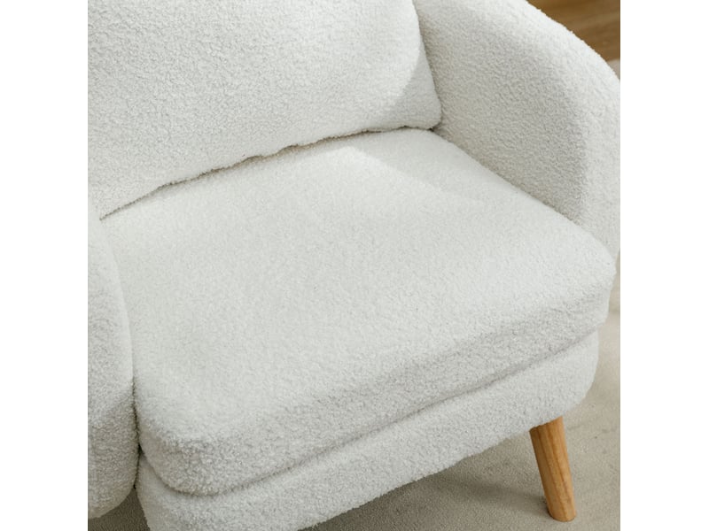 Fauteuil teddy blanc 1 place avec coussin, assise rembourrée en mousse et dossier haut, pour votre salon - Conforama D