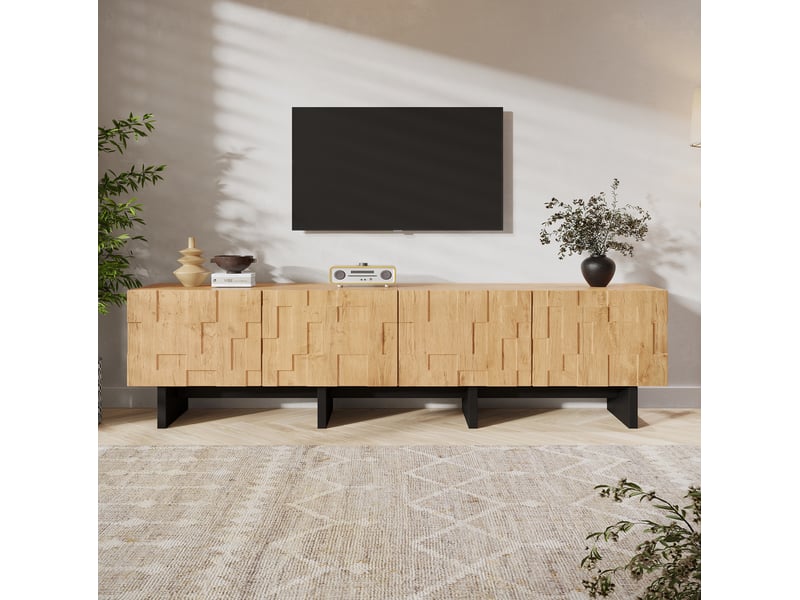  Meuble tv modenvie 180 x 38,5 x 45 cm 4 portes et 4 rangements mdf naturel  - Conforama B